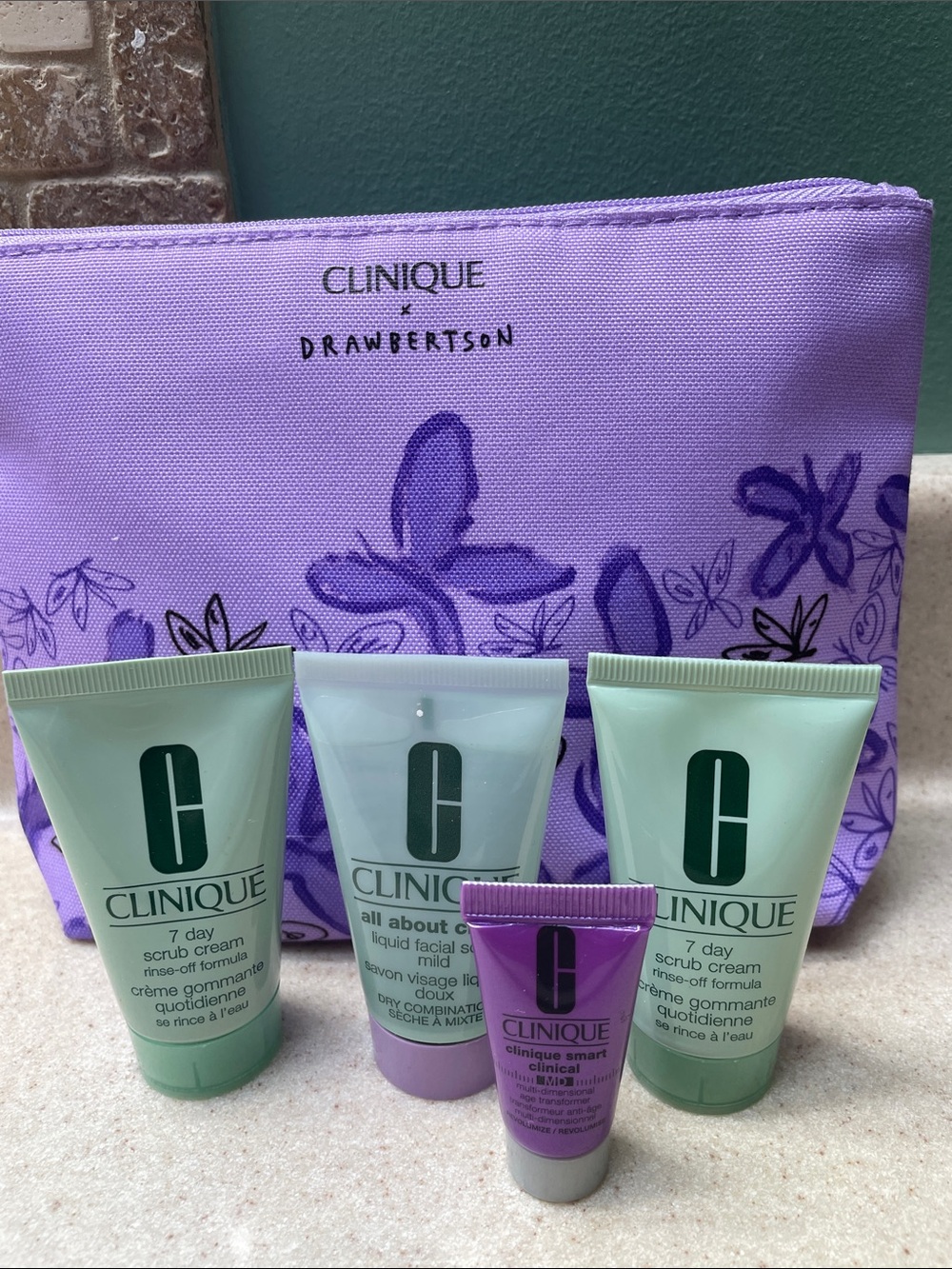 Clinique Skincare Set with Purple Pouch